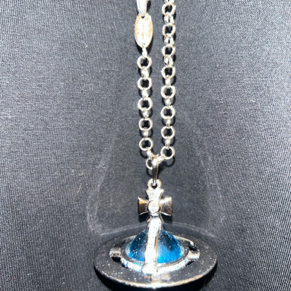 Vintage Westwood Silver and Blue Orb Crystal Long Necklace - Picture 6 of 7